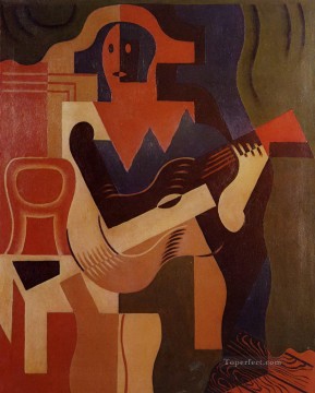 フアン・グリス Painting - ギターを持つ道化師 1919年 フアン・グリス